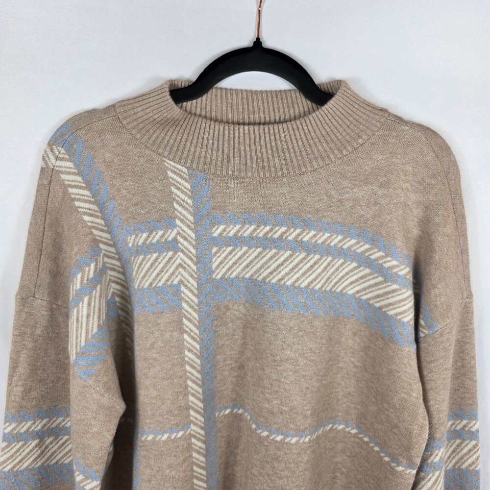 Laundry by Shelli Segal Beige Jacquard Plaid Sweater Women's Size Medium - Picture 4 of 15